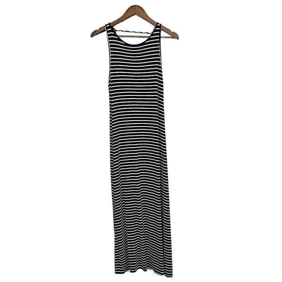 Acemi Maxi Dress Womens Size‎ Small Black White Striped Scoop Neck Cover Up - Picture 1 of 7